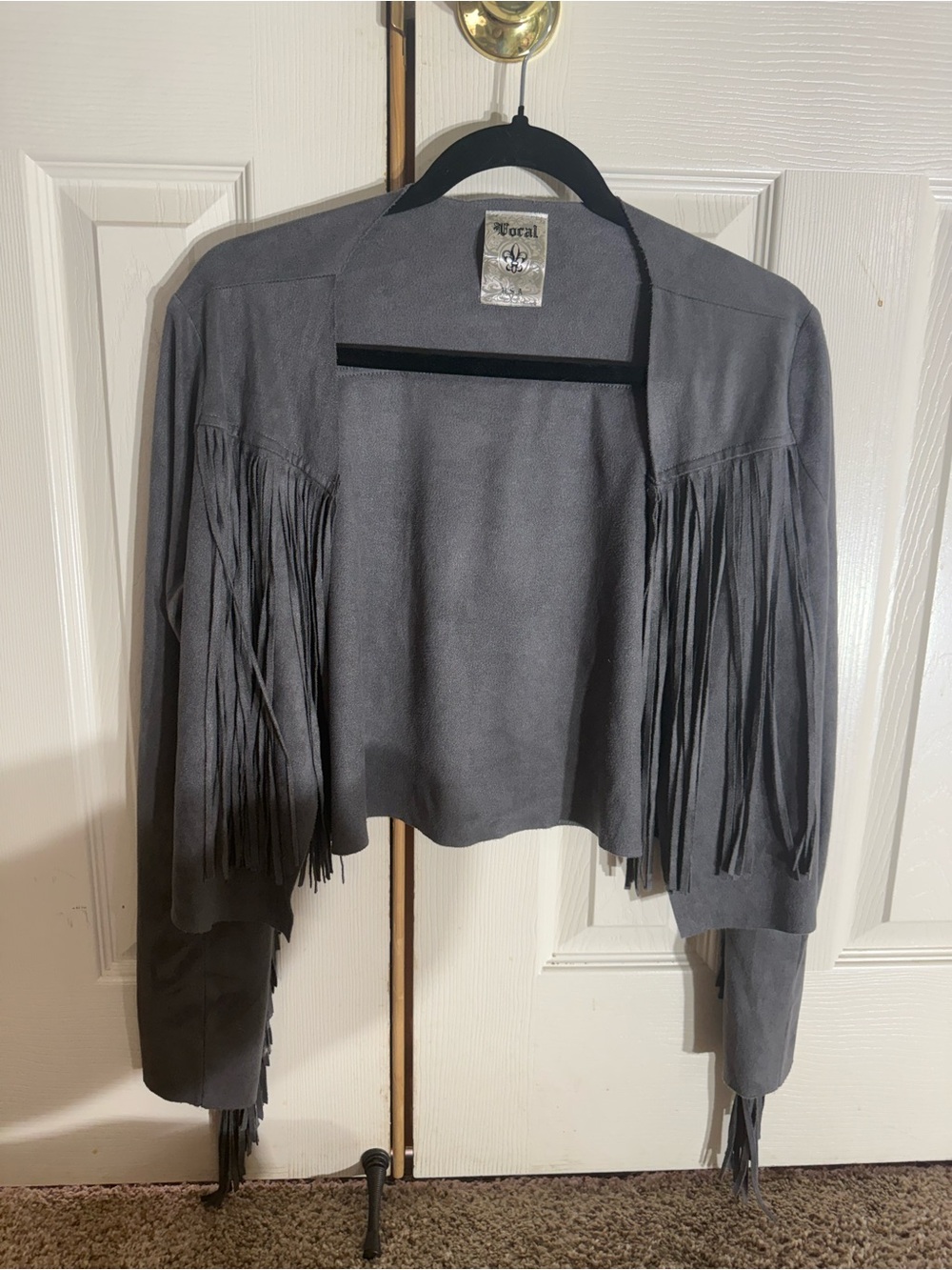 Vocal USA Gray Faux Suede Fringe Western Boho Jacket S/M
